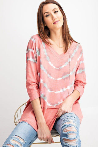 3/4 Sleeves Special Washed Boxy Cotton Slub Top Look Up Deals