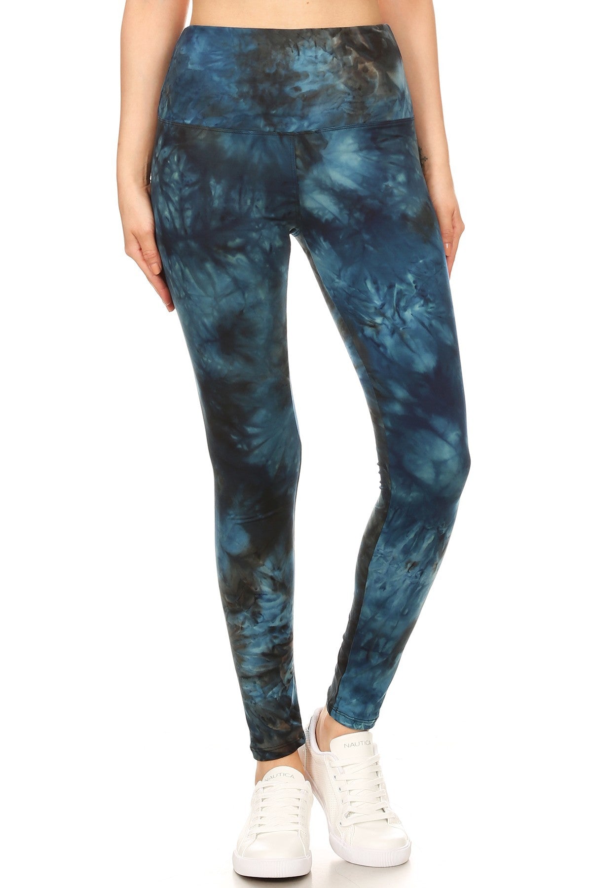 5-inch Long Yoga Style Banded Lined Tie Dye Printed Knit Legging With High Waist Look Up Deals