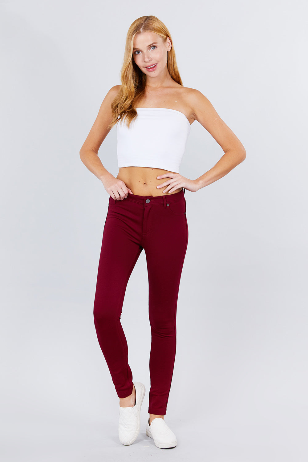 5-pockets Shape Skinny Ponte Mid-rise Pants Look Up Deals