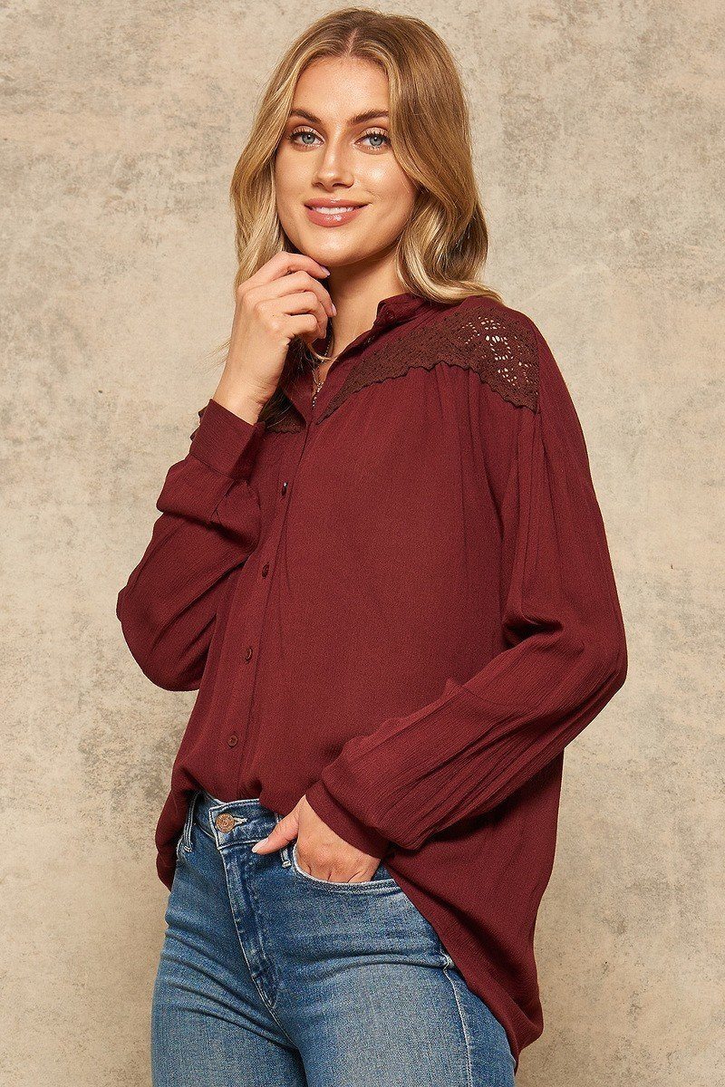 A Crinkled Woven Shirt Featuring Basic Collar Look Up Deals