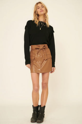 A Faux Leather Mini Skirt Look Up Deals