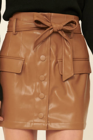 A Faux Leather Mini Skirt Look Up Deals