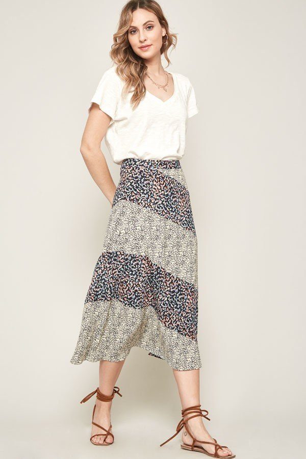 A Floral-print Woven Midi Skirt Look Up Deals