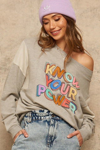 A French Terry Knit Graphic Sweatshirt Look Up Deals