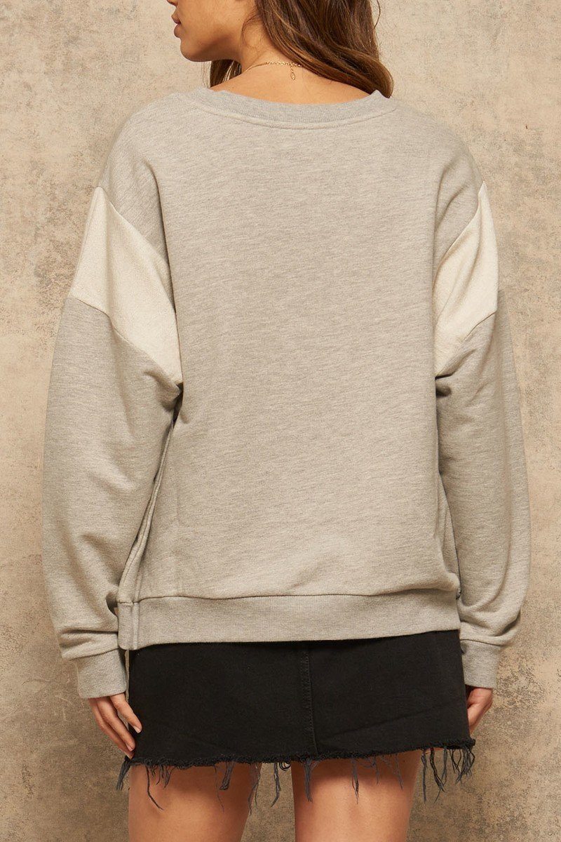 A French Terry Knit Graphic Sweatshirt Look Up Deals