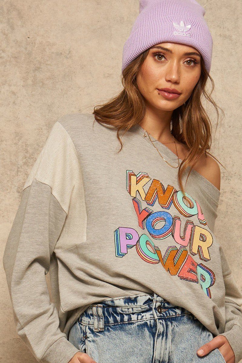 A French Terry Knit Graphic Sweatshirt Look Up Deals