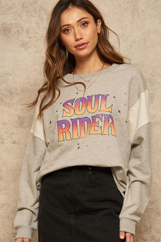 A French Terry Knit Graphic Sweatshirt Look Up Deals