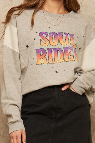 A French Terry Knit Graphic Sweatshirt Look Up Deals