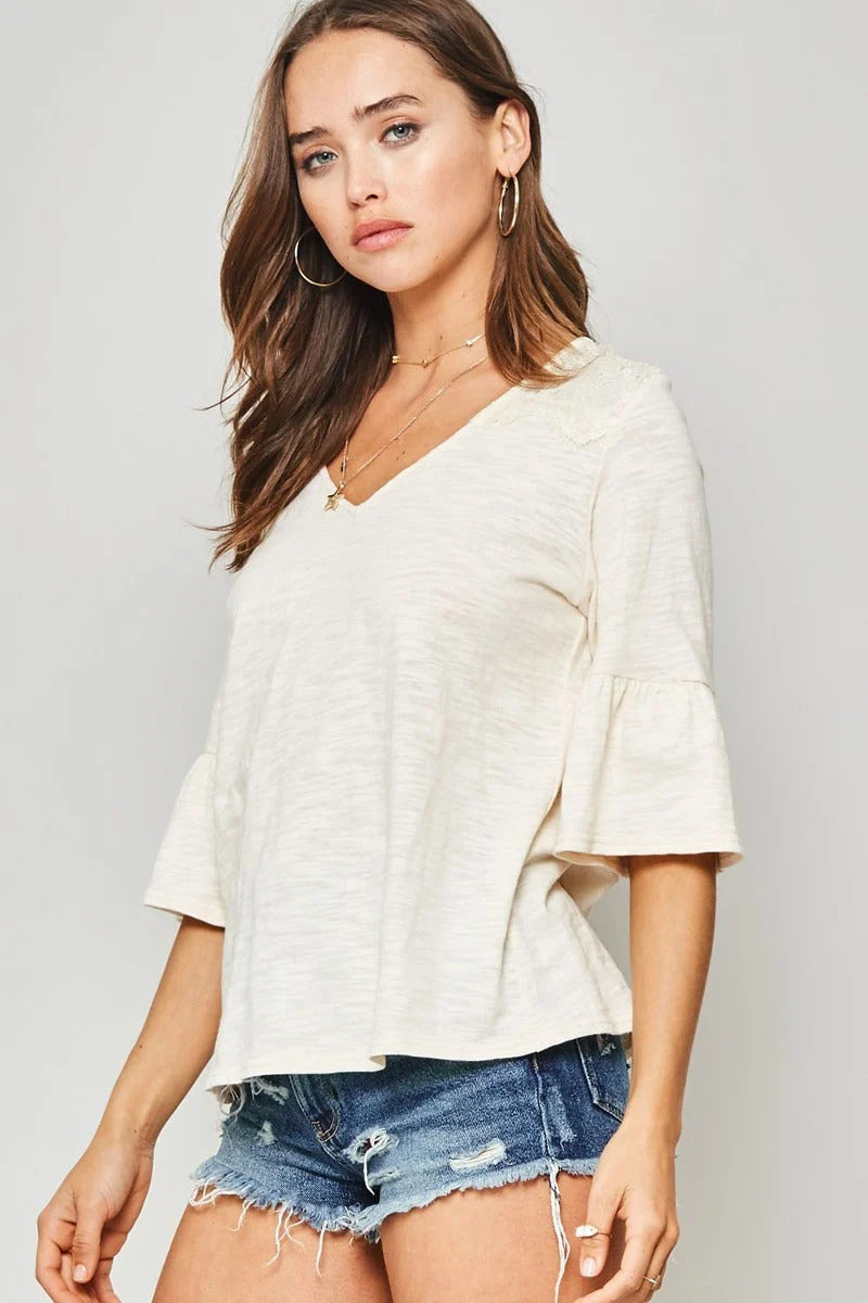 A Knit Top With Deep V Neckline And Yoke Design Look Up Deals