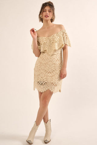 A Lace, Woven Mini Dress Look Up Deals