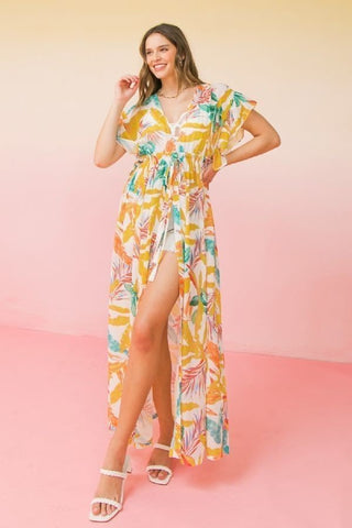 A Printed Woven Maxi Cover Up Look Up Deals