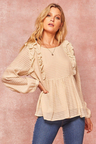 A Semi-sheer Striped Woven Top Look Up Deals