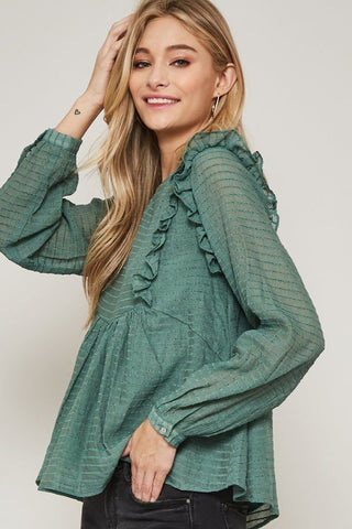 A Semi-sheer Striped Woven Top Look Up Deals