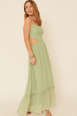 A Sheer, Chiffon Floral Lace Maxi Dress Look Up Deals