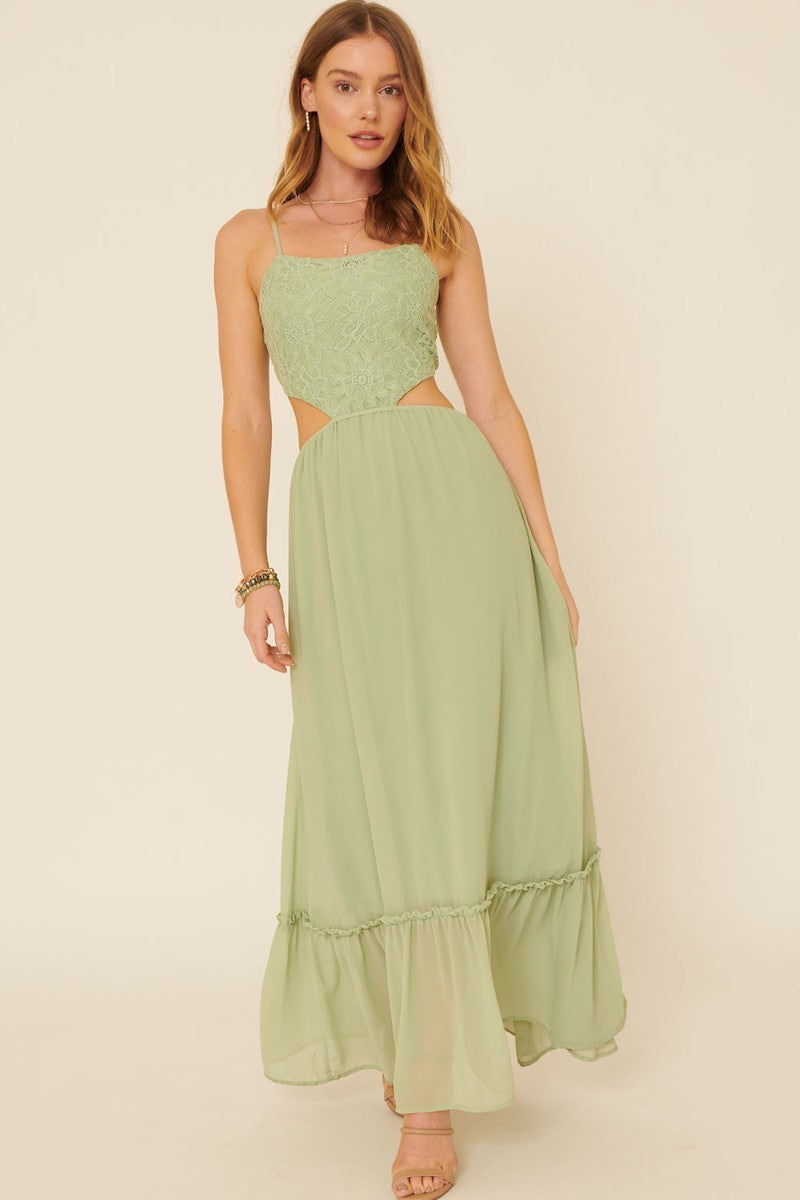 A Sheer, Chiffon Floral Lace Maxi Dress Look Up Deals