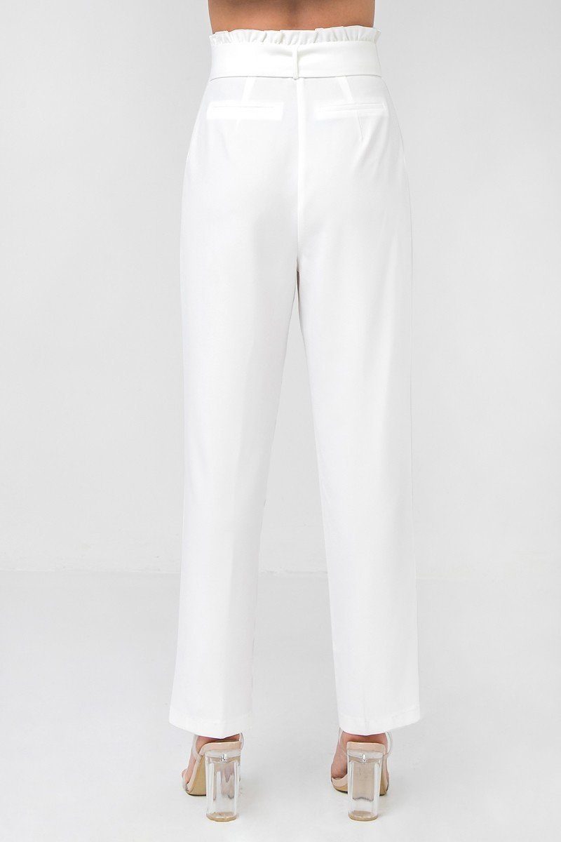 A Solid Pant Featuring Paperbag Waist With Rattan Buckle Belt Look Up Deals