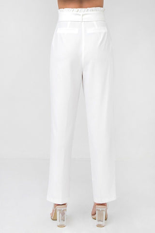 A Solid Pant Featuring Paperbag Waist With Rattan Buckle Belt Look Up Deals