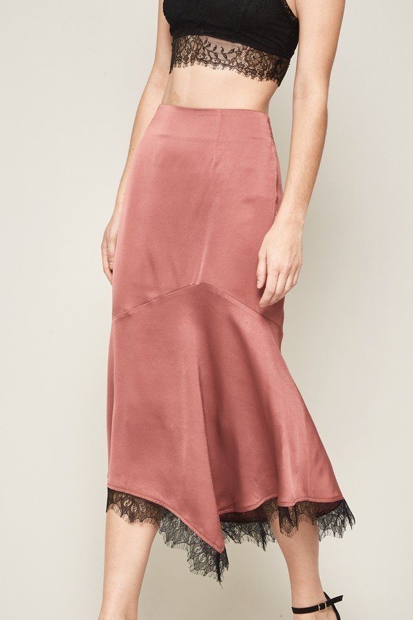 A Solid Woven Midi Skirt Look Up Deals