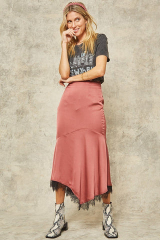 A Solid Woven Midi Skirt Look Up Deals