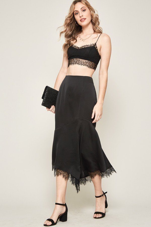 A Solid Woven Midi Skirt Look Up Deals