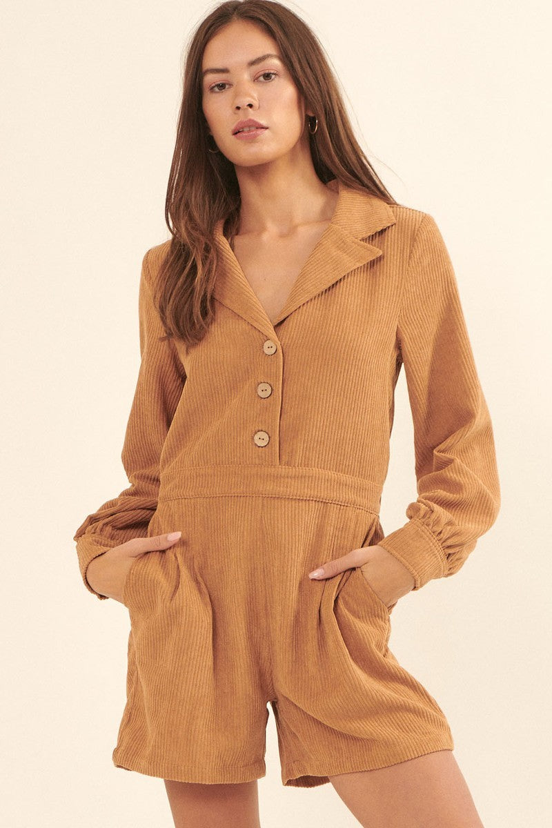 A Woven Corduroy Romper Look Up Deals