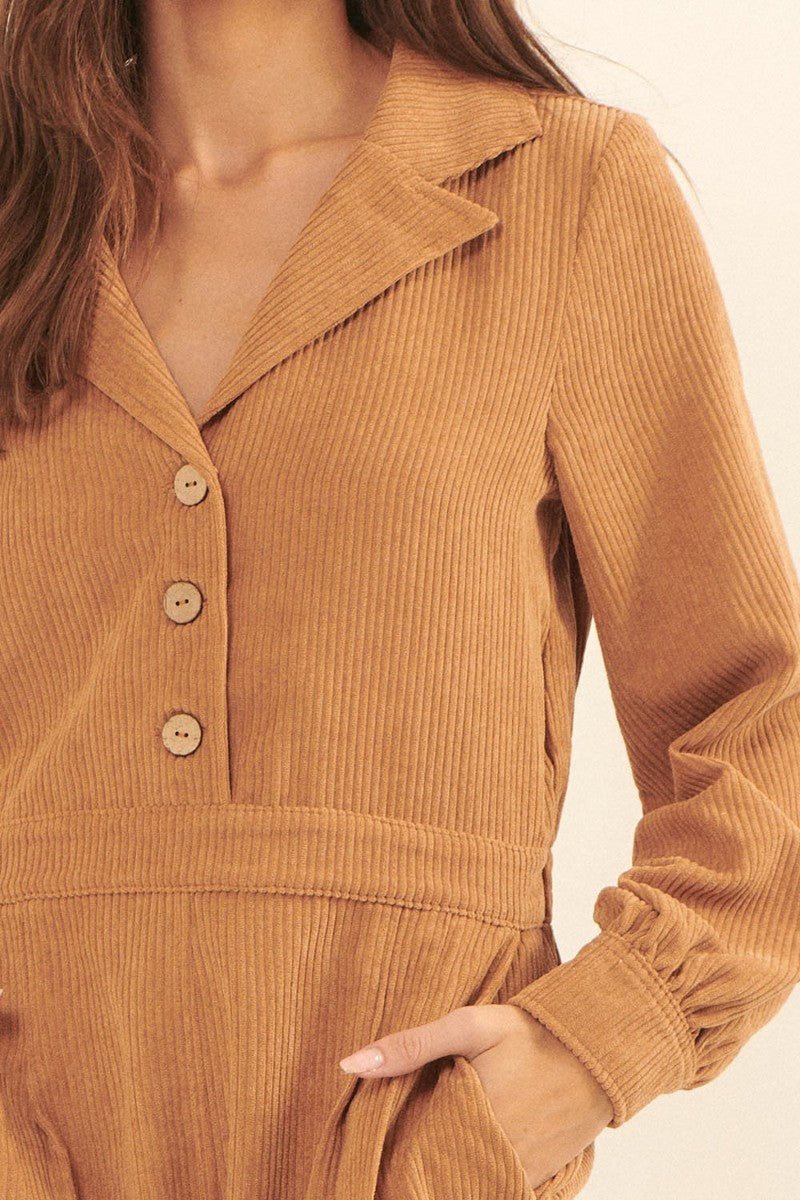 A Woven Corduroy Romper Look Up Deals