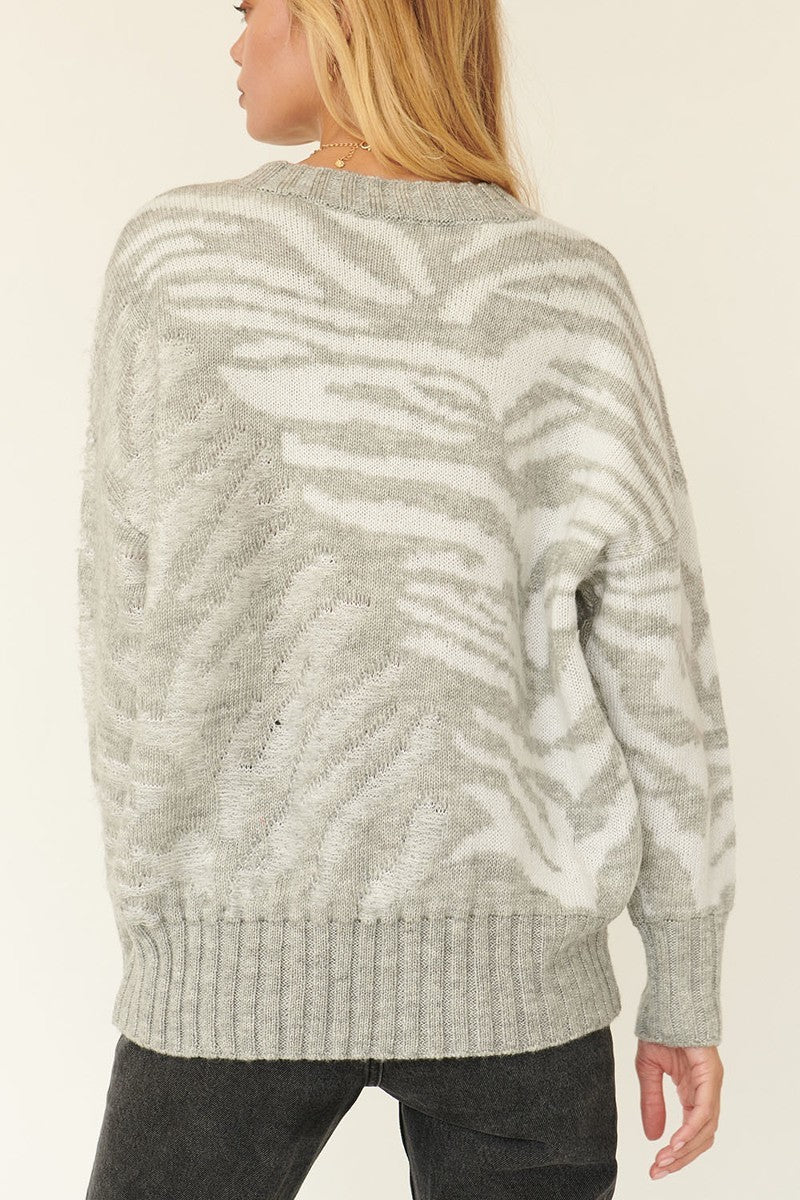 A Zebra Print Pullover Sweater Look Up Deals