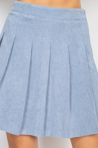 A-line Corduroy Pleated Mini Skirt Look Up Deals