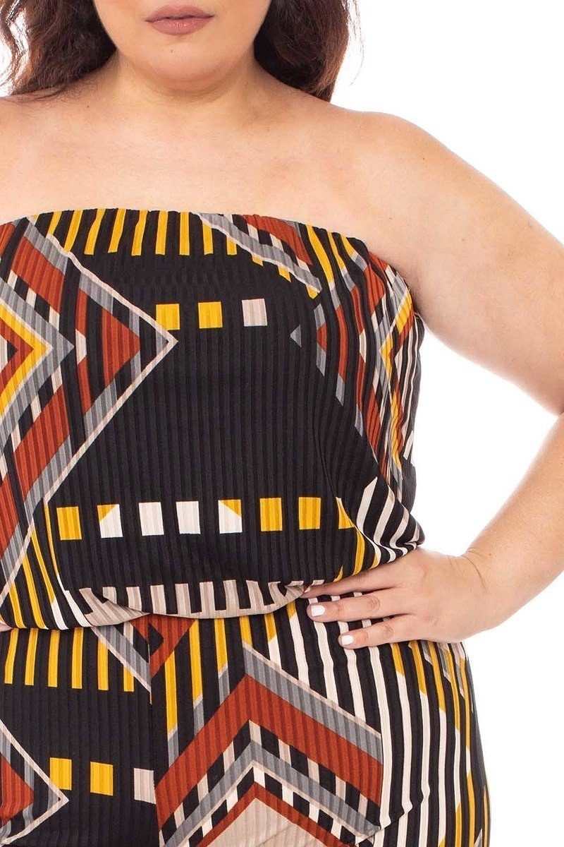 Abstract Print Tupbe Top Plus Size Jumpsuit Look Up Deals