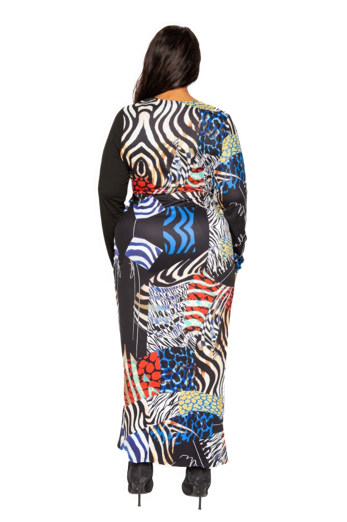 Animal Print Splice Dress With High-low Hem Look Up Deals