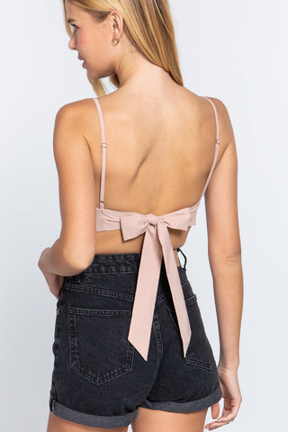 Back Ribbon Tie Cami Crop Top Look Up Deals