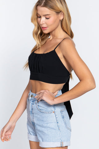 Back Ribbon Tie Cami Crop Top Look Up Deals