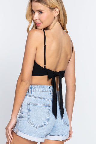 Back Ribbon Tie Cami Crop Top Look Up Deals