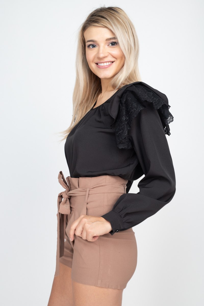 Balloon Sleeve Lace Ruffle Top Look Up Deals