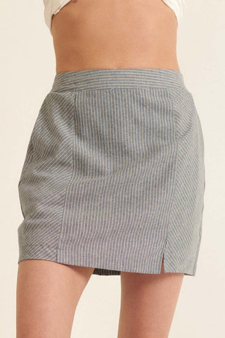 Banded Front Waist Pinstripe Mini Skirt Look Up Deals