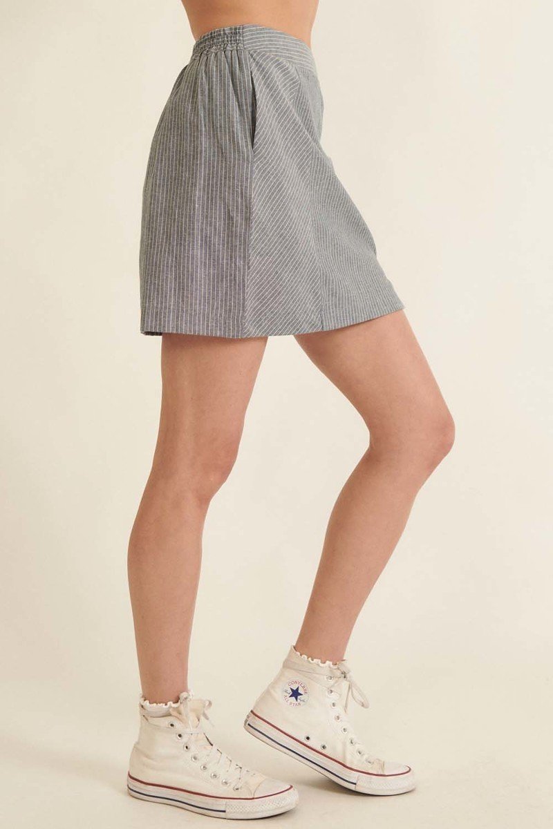 Banded Front Waist Pinstripe Mini Skirt Look Up Deals