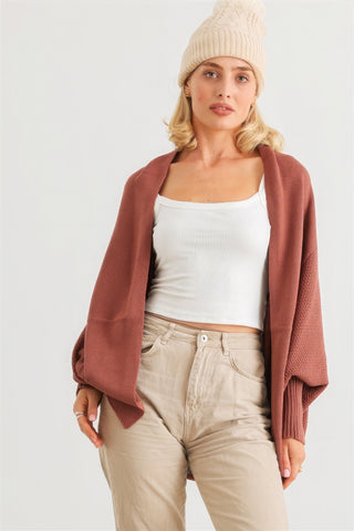 Batwing Sleeve Open Front Cardigan Look Up Deals