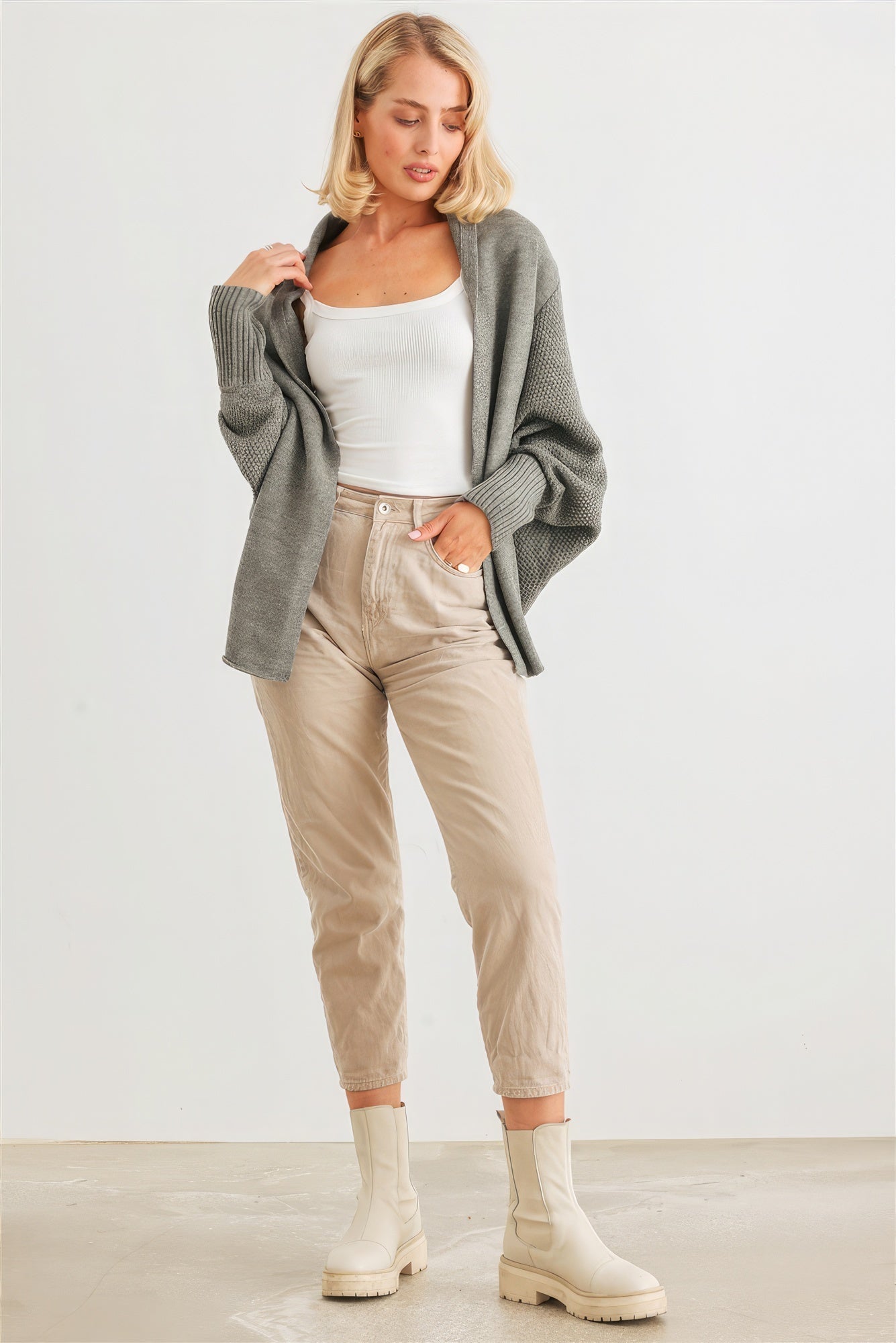 Batwing Sleeve Open Front Cardigan Look Up Deals