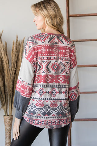 Beautiful Aztec Print Long Sleeve Sweater Look Up Deals