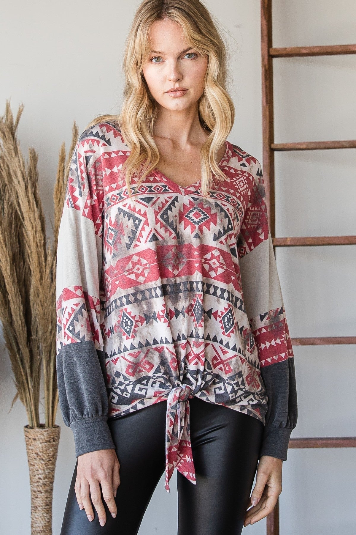 Beautiful Aztec Print Long Sleeve Sweater Look Up Deals