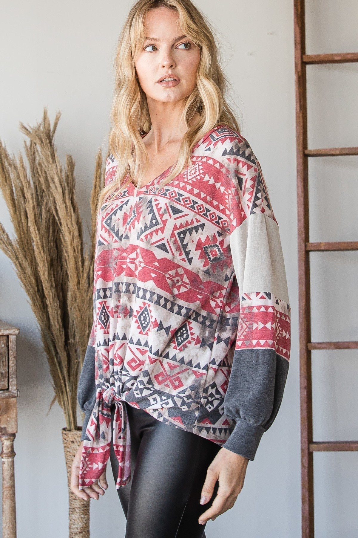 Beautiful Aztec Print Long Sleeve Sweater Look Up Deals