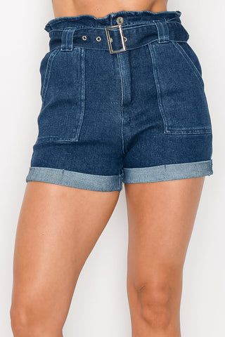 Belted Paperbag Denim Shorts Look Up Deals