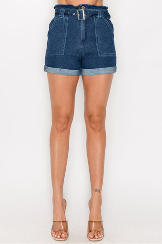 Belted Paperbag Denim Shorts Look Up Deals