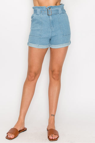 Belted Paperbag Denim Shorts Look Up Deals