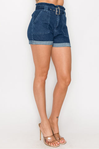 Belted Paperbag Denim Shorts Look Up Deals