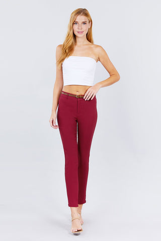 Belted Textured Long Pants Look Up Deals