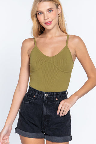 Bust Detail Cami Rib Bodysuit Look Up Deals