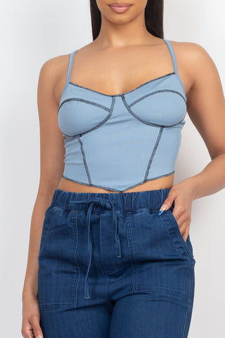 Bustier Sleeveless Ribbed Top Look Up Deals