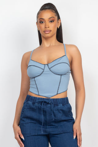 Bustier Sleeveless Ribbed Top Look Up Deals