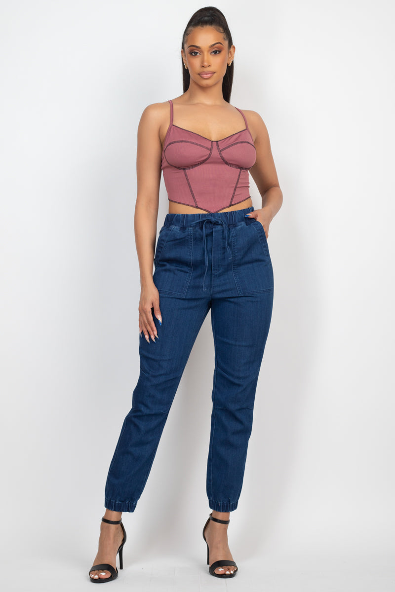 Bustier Sleeveless Ribbed Top Look Up Deals